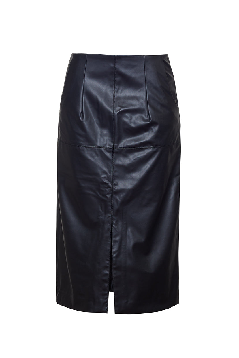 The Ava Vegan Leather Pencil Skirt | Black