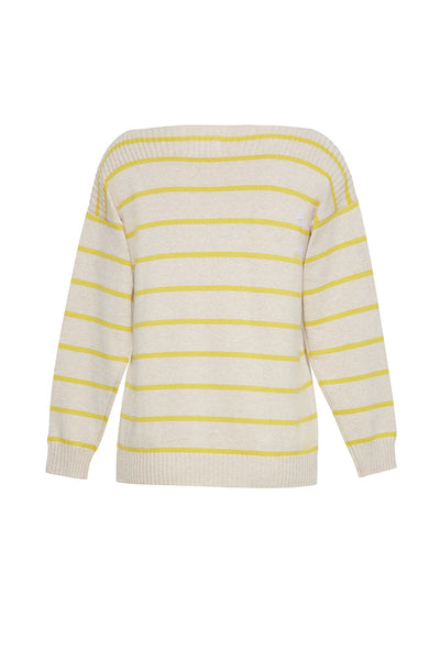 The Callie Boatneck Striped Sweater | Latte and Sun