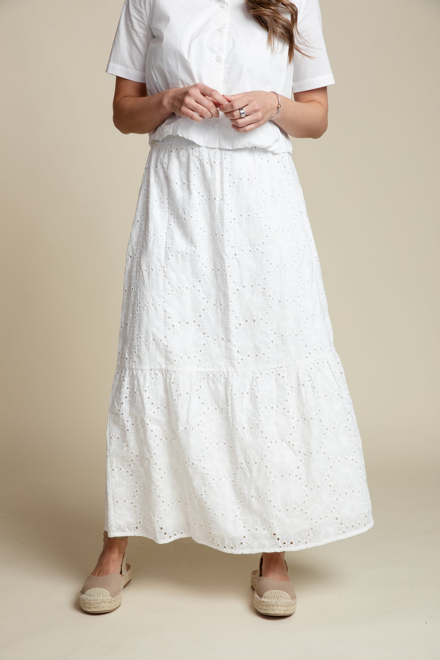 The Charlotte Eyelet Skirt | White