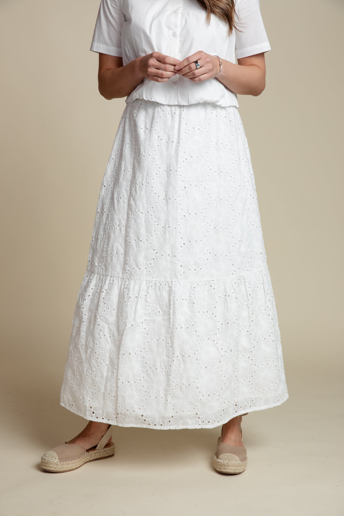 The Charlotte Eyelet Skirt | White