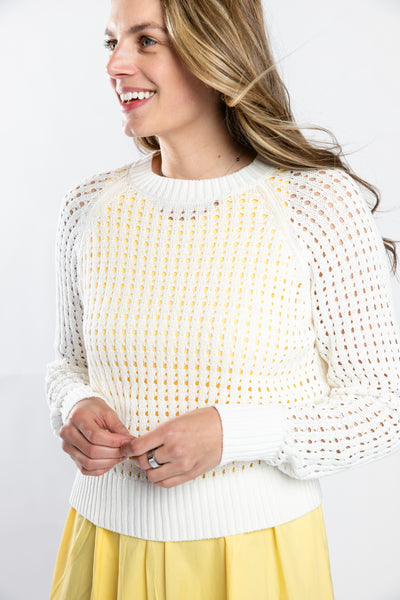 The Ingrid Open Weave Crew | White