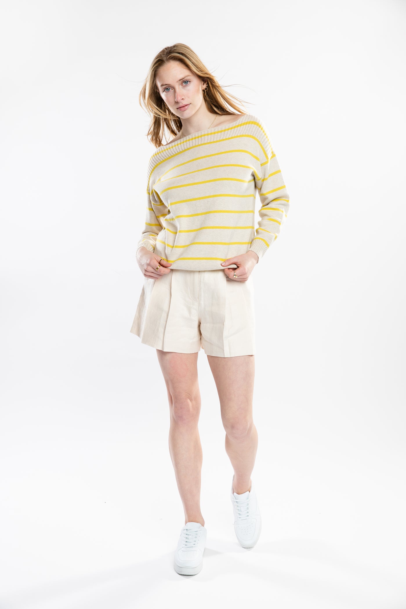 The Callie Boatneck Striped Sweater | Latte and Sun