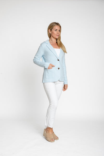 The Milly Knit Blazer | Frost Blue