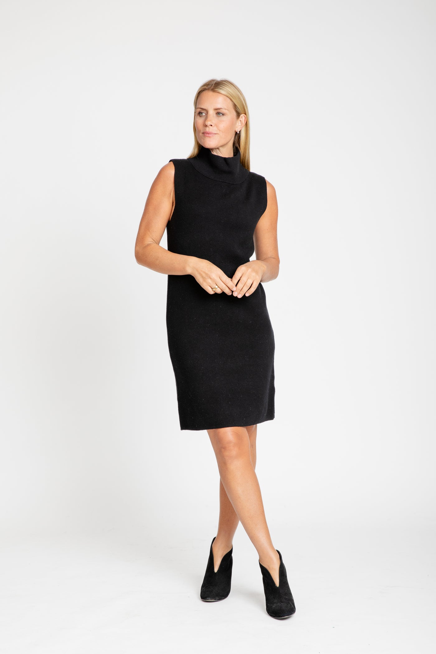 The Paris Mock Neck Sweater Dress | Black