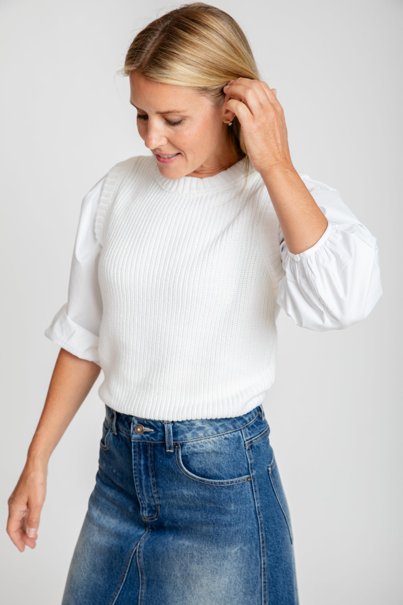 The Phoebe Mixed Media Shirt | Ivory