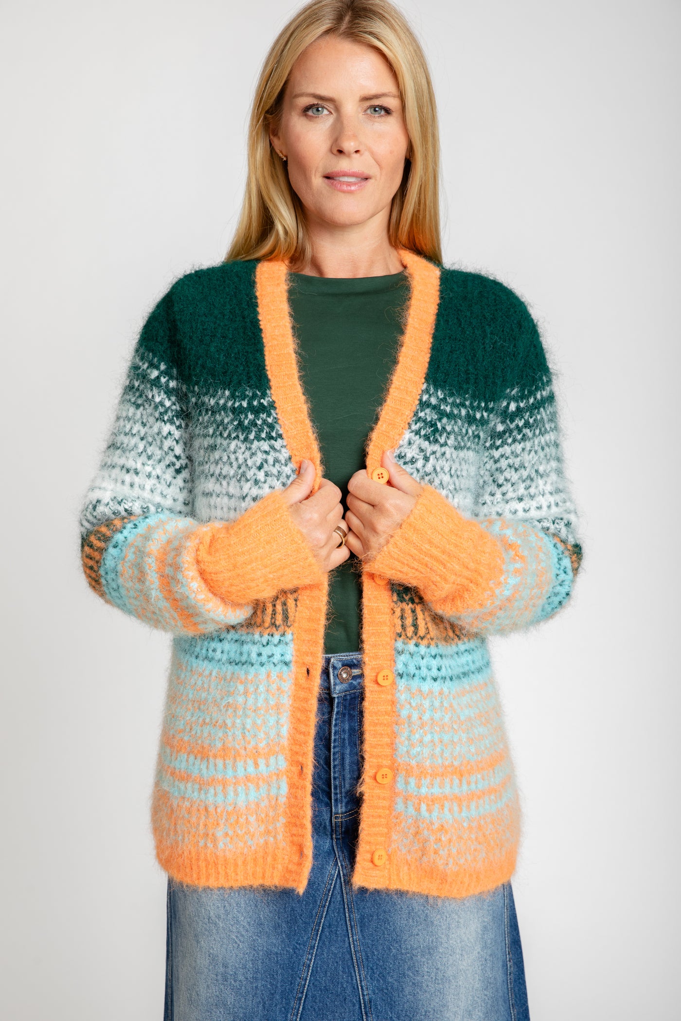 The Syd Space Dye Cardigan | Orange Emerald