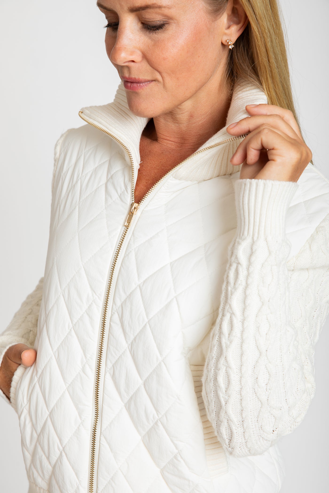 The Mia Mixed Media Jacket | Cream