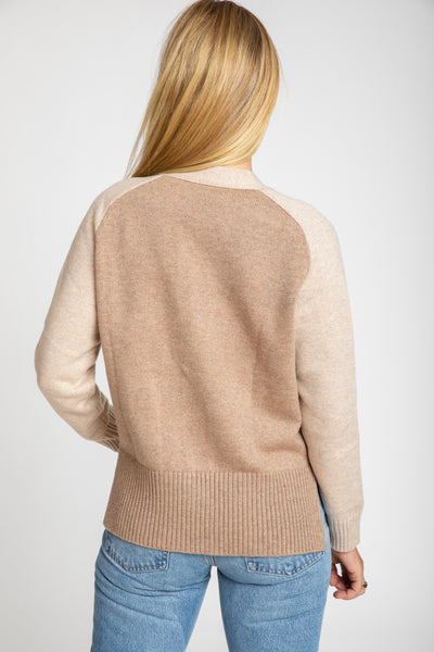 The Georgie Color Block Cardigan | Wheat Combo