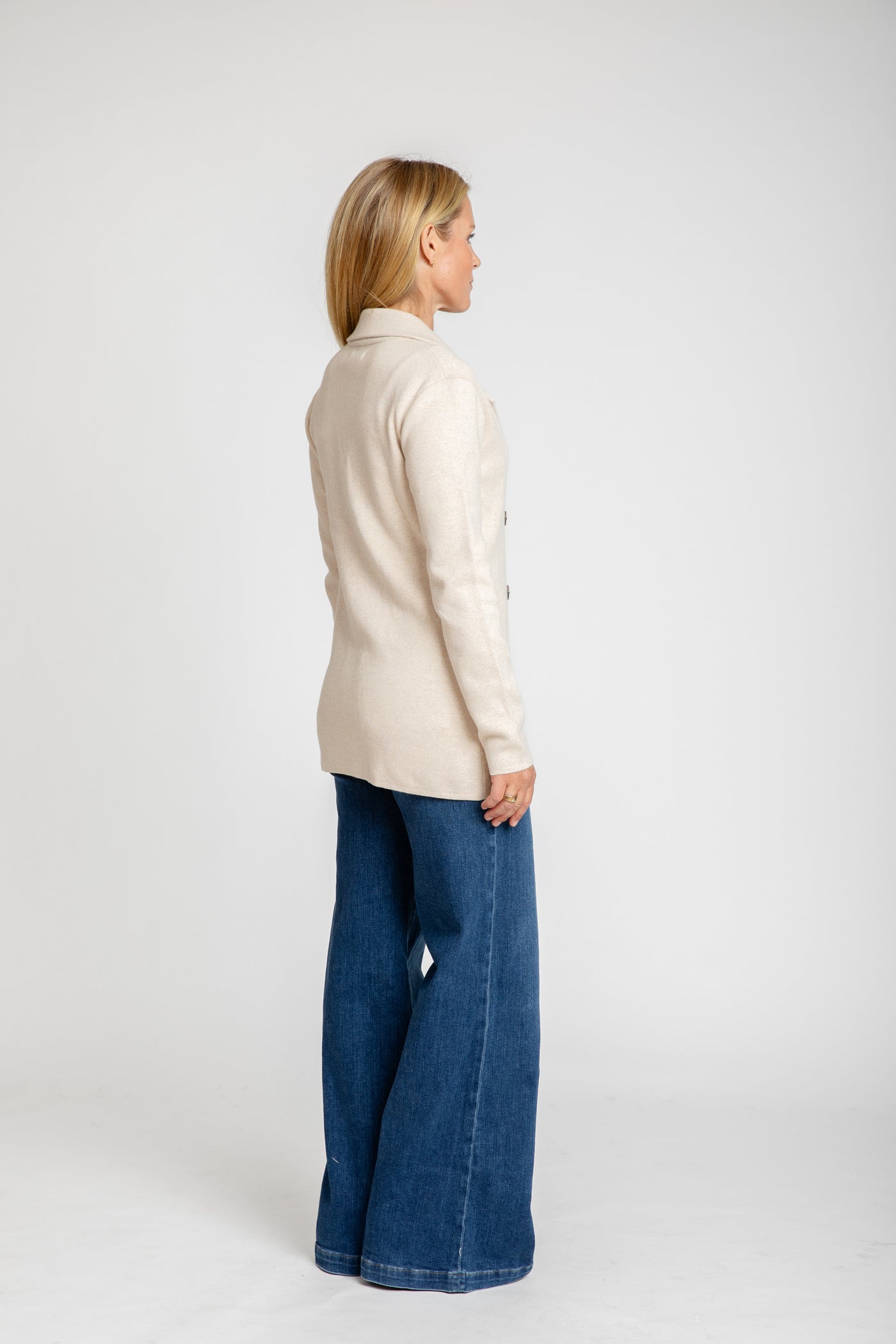 The Milan Double-Breasted Knit Blazer | Latte