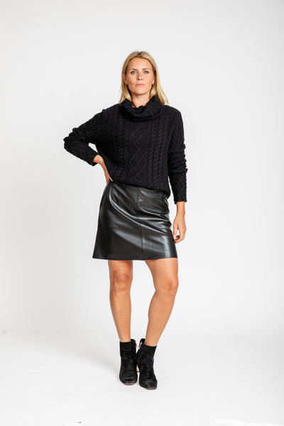 The Payton Vegan Leather Mini Skirt | Black