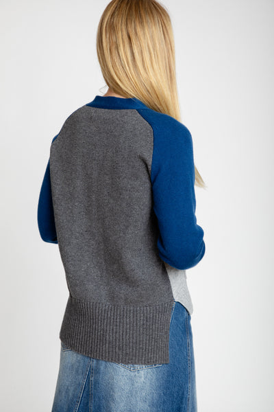 The Georgie Color Block Cardigan | Dove Gray Combo