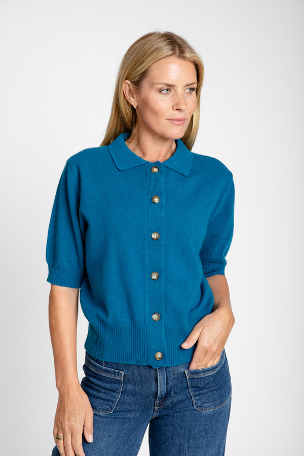 The Cammi Cashmere Short Sleeve Polo Sweater | Peacock