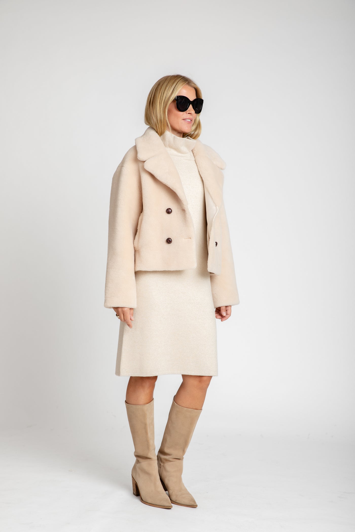 The Bella Sherpa Coat | Champagne