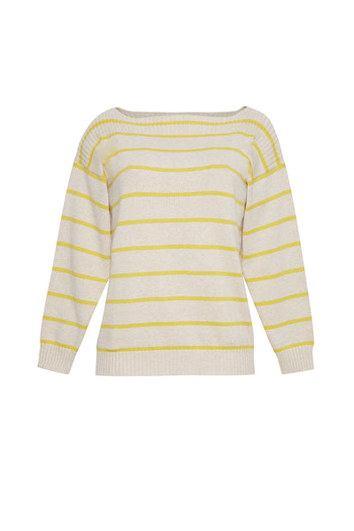 The Callie Boatneck Striped Sweater | Latte and Sun