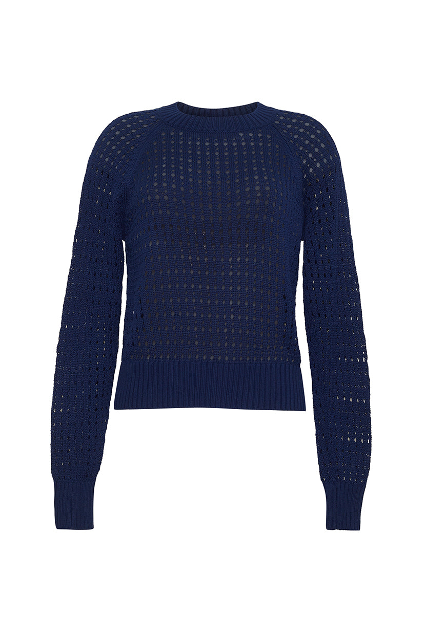 The Ingrid Open Weave Crew | Navy