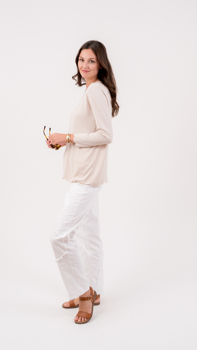 The Scalloped Crew Neck | Sand