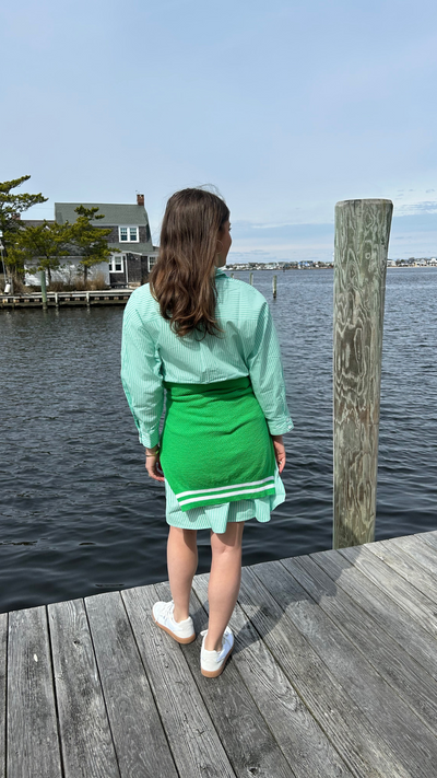 The Striped Oxford Dress | Green + White