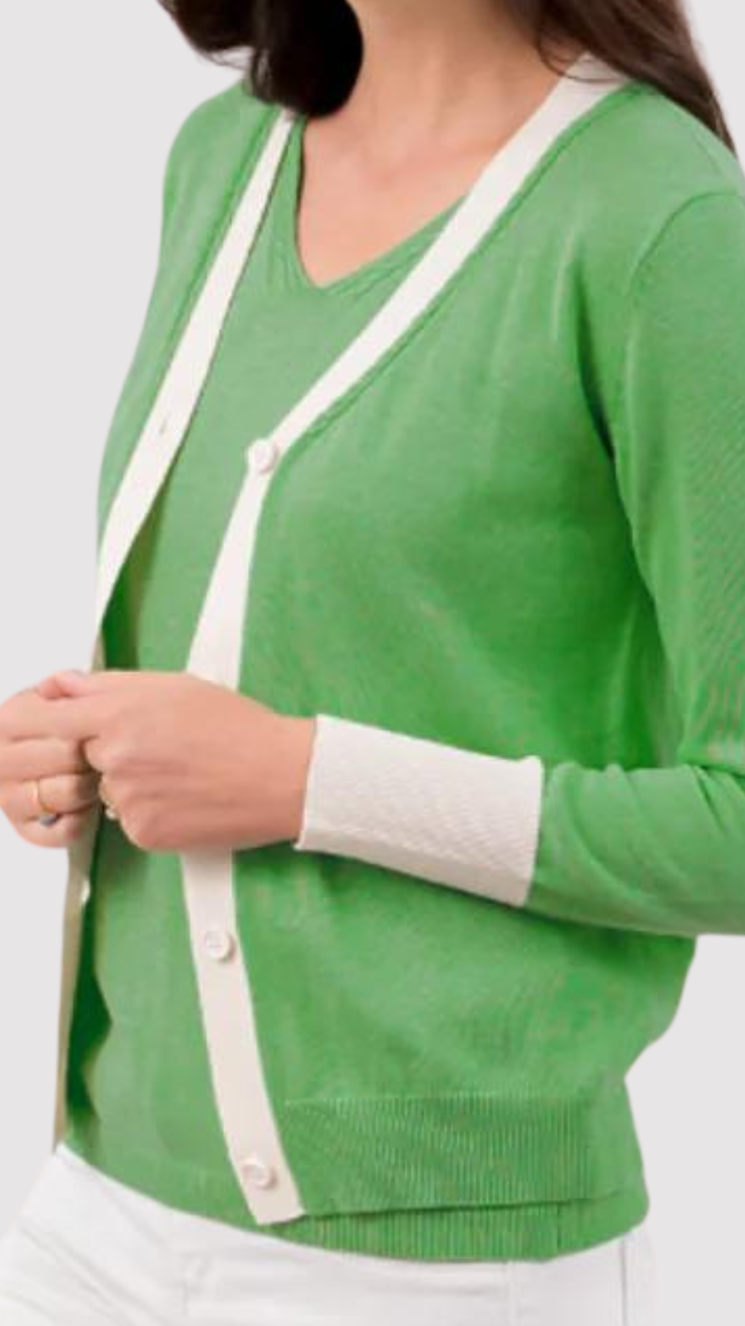 The Detailed Cardigan | Green + White
